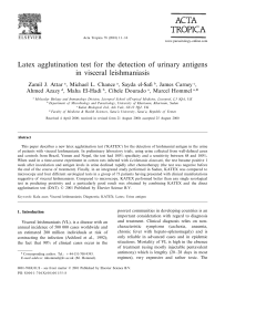 Latex agglutination test for the detection of urinary antigens in visceral leishmaniasis