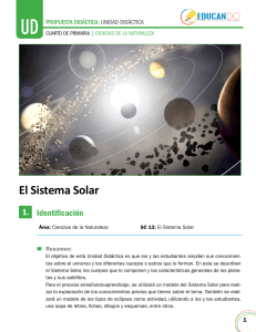 El Sistema Solar. 1. Identificación. Propuesta didáctica  unidad Didáctica. Resumen  cuarto de primaria ciencias de la naturaleza