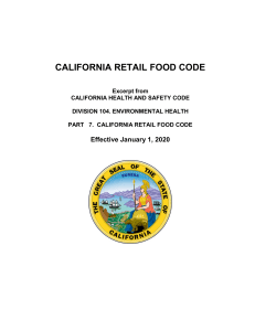 CALIFORNIA RETAIL FOOD CODE 2020