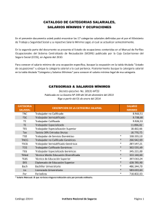 CATALOGO DE CATEGORIAS SALARIALES, SALARIOS MÍNIMOS Y OCUPACIONES CATEGORIAS & SALARIOS MÍNIMOS