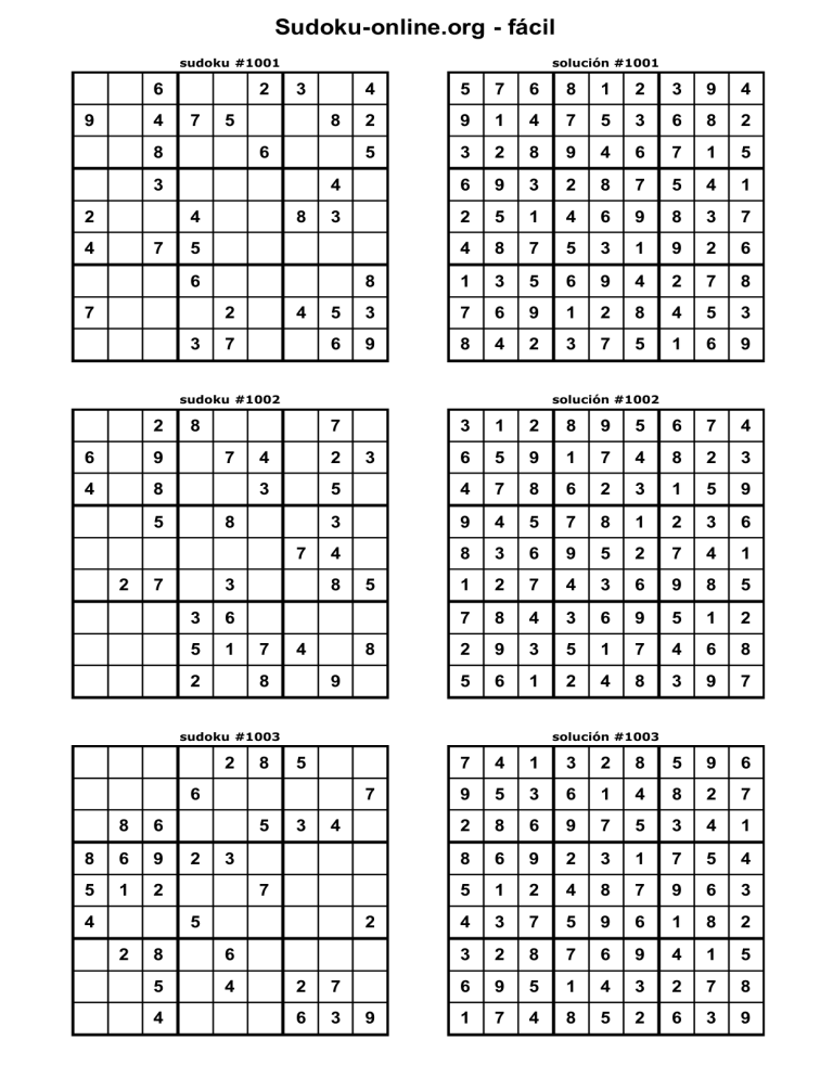 Sudoku 1 (fácil) ▻ para contar hasta 9-replace with Spanish #s