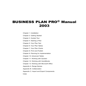 Business Plan Pro Manual