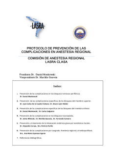PROTOCOLO DE PREVENCIÓN DE LAS COMPLICACIONES EN ANESTESIA REGIONAL