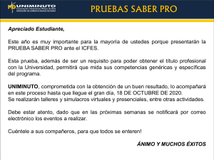 CALENDARIO ICFES SABER PRO 2020