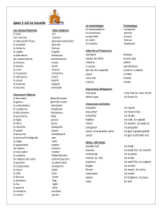 S1 U2 La escuela Vocabulary List