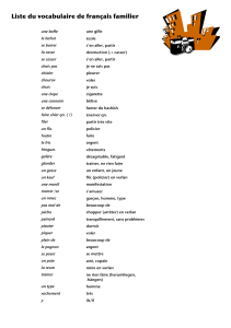 Liste de Vocabulaire de Francais Familier