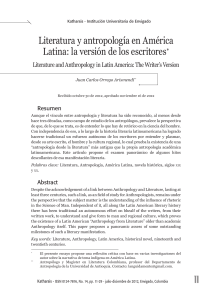 Literatura y antropología en América Latina la versión de los escritores
