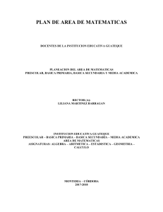 PLAN DE AREA DE MATEMATICAS (INSTITUCION EDUCATIVA GUATEQUE, MONTERIA)