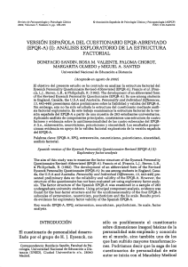 VERSIÓN ESPAÑOLA DEL CUESTIONARIO EPQR-ABREVIADO (EPQR-A) (I) ANÁLISIS EXPLORATORIO DE LA ESTRUCTURA FACTORIAL