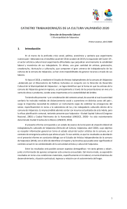 Informe Catastro Trabajadores De la Cultura, Valpo 2020. Primer Avance