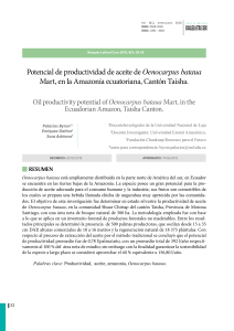 Articulo Potencial de productividad de aceite de Oenocarpus bataua 2018