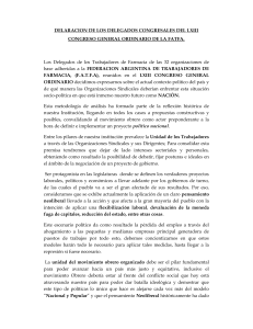 DECLARACIÓN DEL LXIII CONGRESO GENERAL ORDINARIO DE LA FATFA