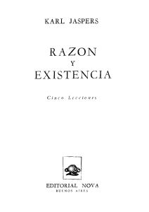 RAZÓN Y EXISTENCIA - CINCO LECCIONES (KARL JASPERS)BUENOS AIRES-EDITORIAL NOVA-1959-150f