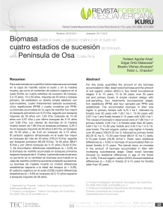 Aguilar arias et al. 2012 Biomasa sobre el suelo y carbono orgánico en el suelo en Costa Rica