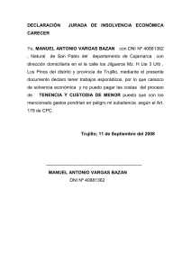 DECLARACION JURADA DE  INSOLVENCIA DE BAZAN PARA TENENCIA