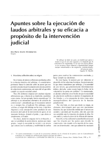 ARRARTE - Apuntes sobre la ejecución de laudos arbitrales y su eficacia a propósito de la intervención judicial