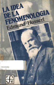 Husserl - La idea de la fenomenología - FCE