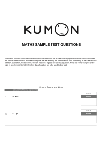 Math SAMPLE Test 1 Questions