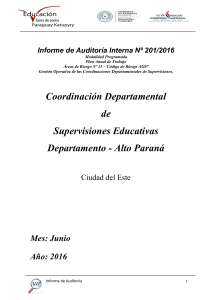 Informe de Auditoria N 201 Coordinaci n Departamental de Supervisiones Educativas del Departamento de Alto Paran  CDE