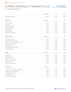 COMSOL 5+2  Server Educational Price List
