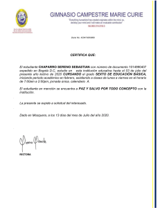 Certificado Chaparro Sereno Sebastian