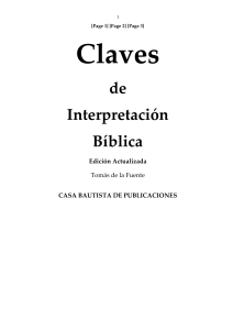 THOMÁS DE LA FUENTE. CLAVES DE INTERPRETACIÓN BÍBLICA