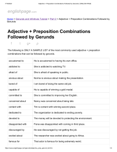 Adjective + Preposition Combinations Followed by Gerunds   ENGLISH PAGE