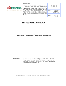 ESP-199-PEMEX-GIPIE-2020 INSTRUMENTOS DE MEDICIÓN DE NIVEL TIPO RADAR