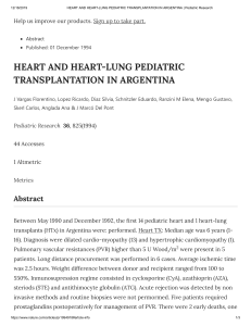 HEART AND HEART-LUNG PEDIATRIC TRANSPLANTATION IN ARGENTINA - Florentino J. Vargas et al.