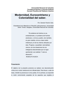 Quijano modernidad eurocentrismo colonialidad