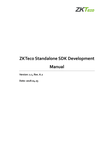 ZKTeco Standalone SDK Development Manual V2.1 A.2-EN