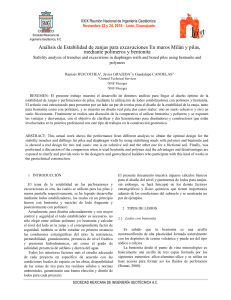 Análisis de Estabilidad de zanjas para excavaciones En muros Milán y pilas, mediante polímeros y bentonita