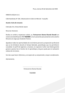 Carta de renuncia - Ricardo Portocarrero