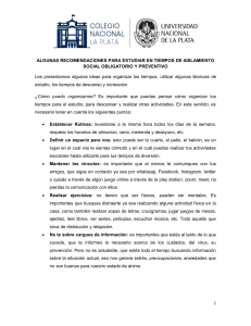ALGUNAS RECOMENDACIONES PARA ESTUDIAR EN TIEMPOS DE AISLAMIENTO SOCIAL OBLIGATORIO Y PREVENTIVO (1)
