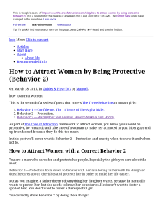 How to Attract Women by Being Protective (Behavior 2)