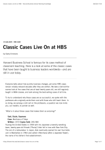 Classic harvard Cases  - Harvard Business School Working Knowledge