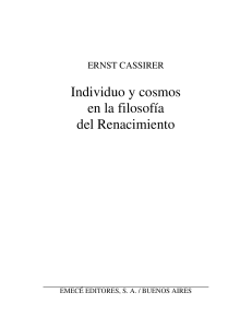 Cassirer Ernest individuo y cosmos en le filosofia del renacimiento