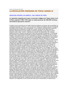 articulo publicado en diario republica-LA REVOLUCIÓN INDÍGENA DE TÚPAC AMARU II