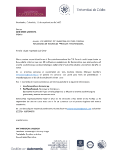 Confirmación de invitación. Universidad de Caldas, Colombia (octubre del 2020). Luis Omar Montoya Arias. 