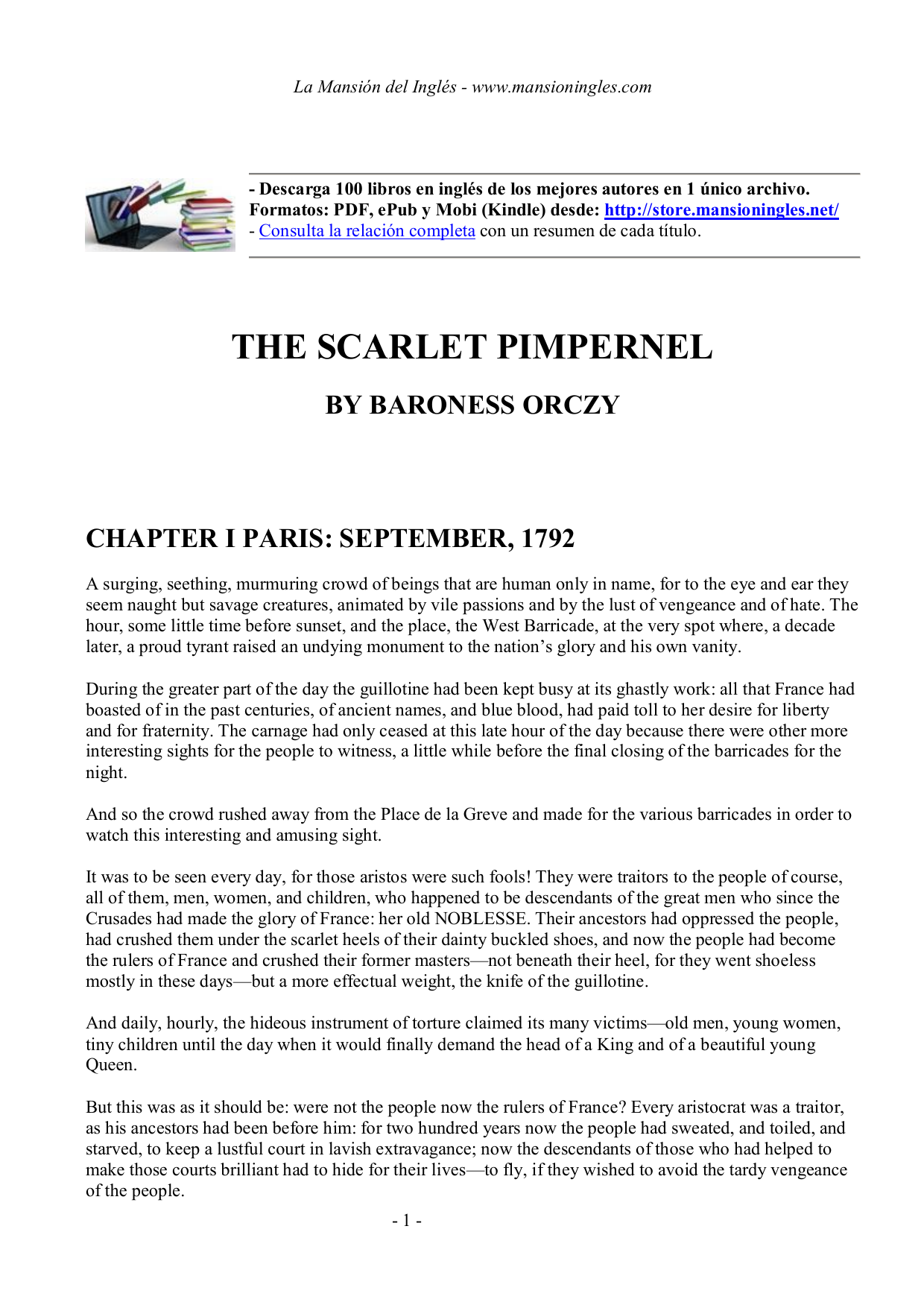 the scarlet pimpernel by baroness orczy