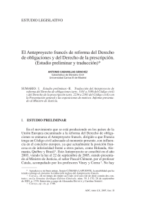 Cabanillas - El Anteproyecto francés de reforma del Derecho de obligaciones y del Derecho de la prescripción. (Estudio preliminar y traducción)