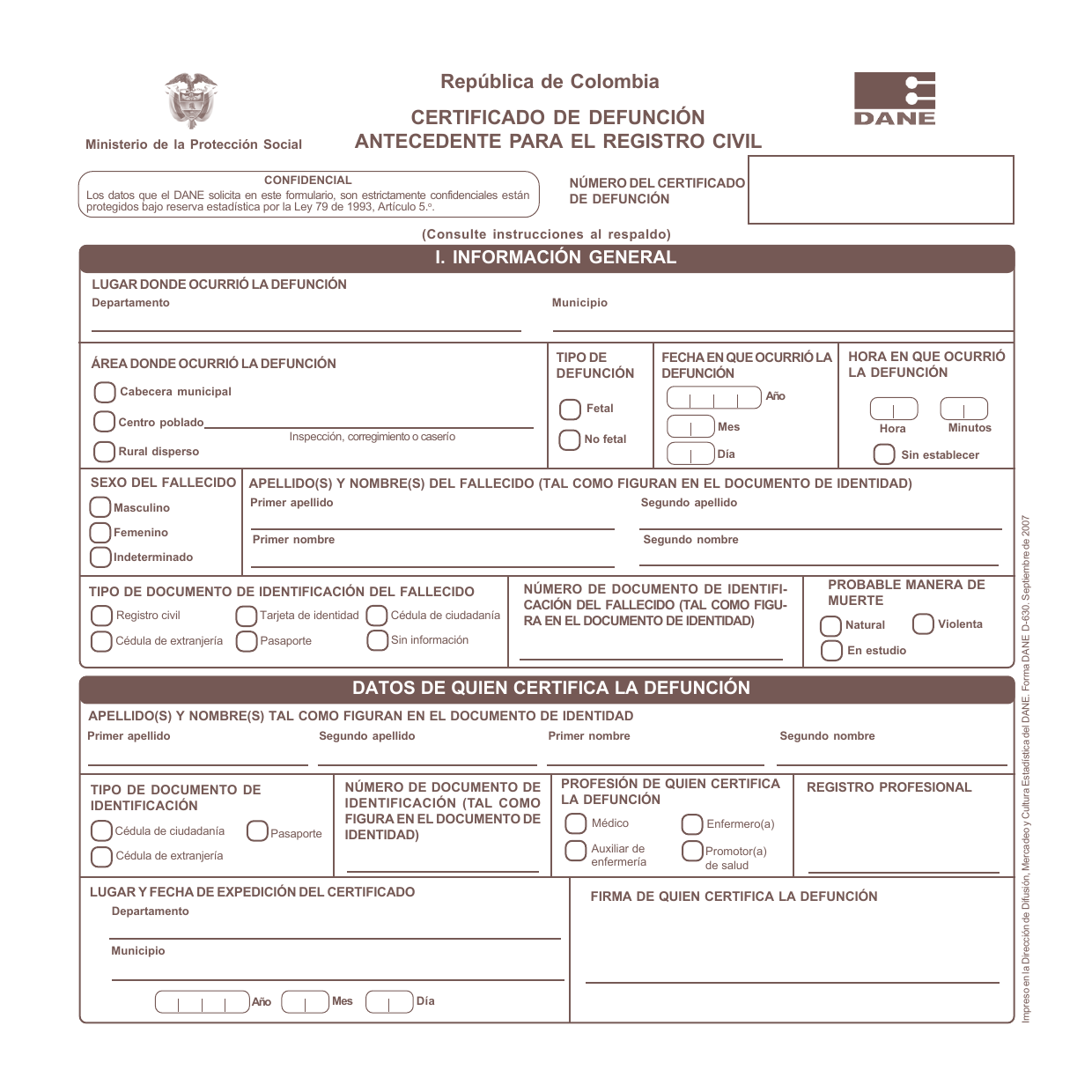 Formato Ejemplos De Certificados De Defuncion Fairlysafedelusions