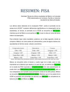 Resultados PISA 2019, México; relacionados con la lectura.