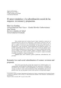El amor romántico y la subordinación social de las mujeres revisiones y propuestas. 