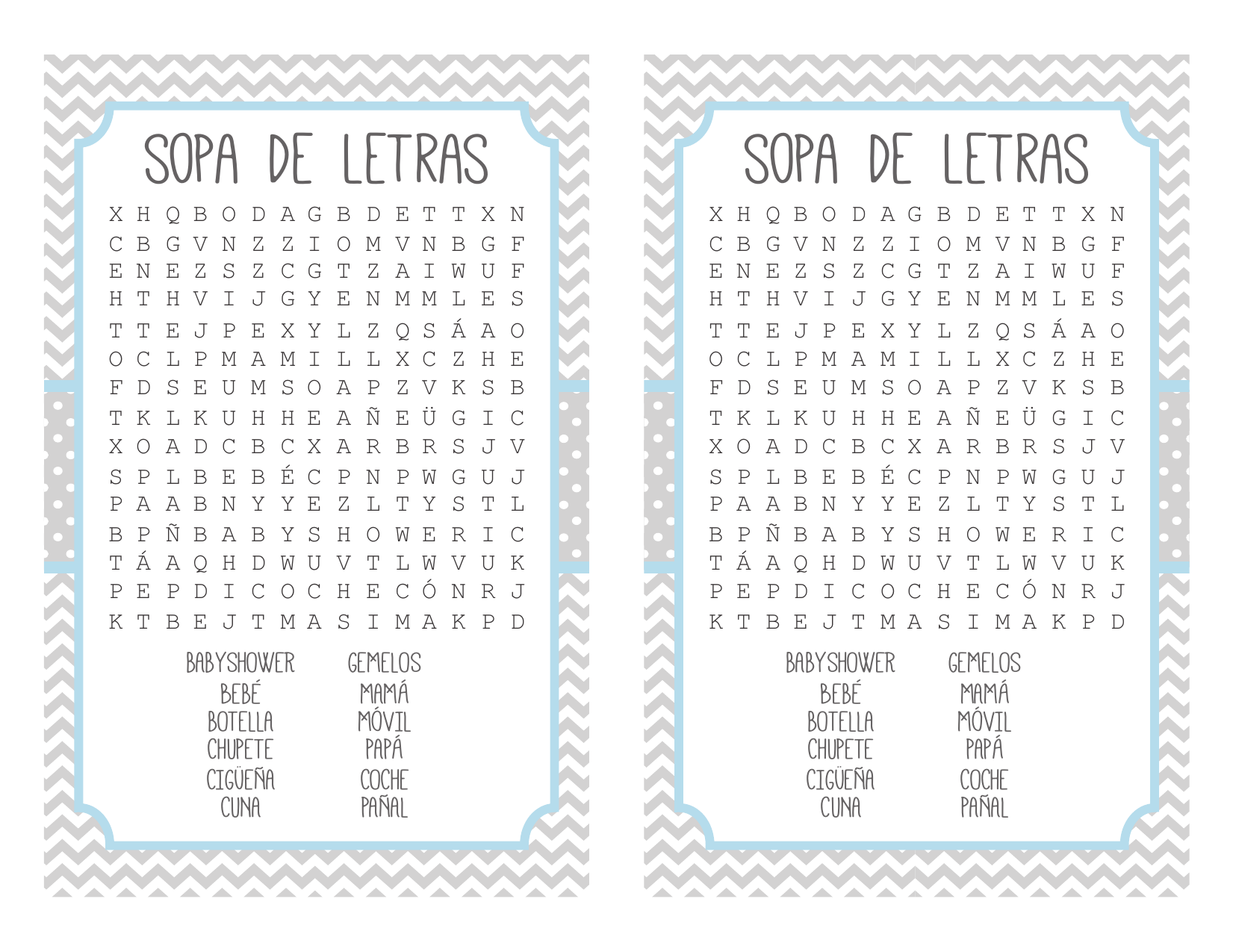 Juegos De Baby Shower Sopa De Letras Dinamicas Para Baby Shower