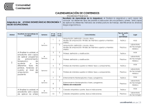 CALENDARIO DE CLASES DE AYUDAS BIOMECANICAS