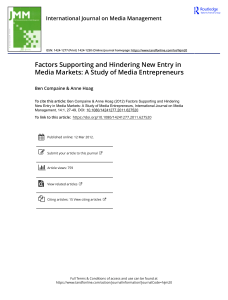 COMPAINE & HOAG - Factors Supporting and Hindering New Entry in Media Markets A Study of Media Entrepreneurs