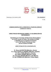 Comisión de Venecia - Directrices revisadas sobre la celebración de referendos