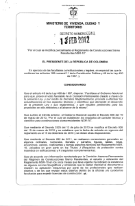 Decreto 340 Feb 13 2012 modificación NSR 10