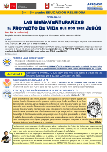 APRENDO EN CASA - LAS BIENAVENTURANZAS EL PROYECTO DE VIDA - Ed Religiosa